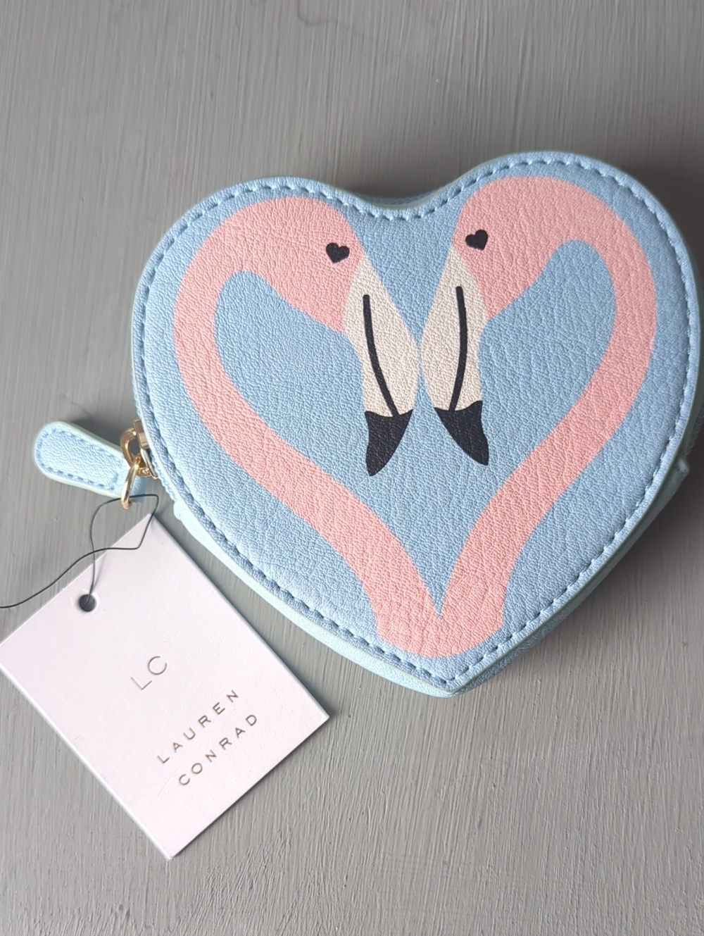 Lauren Conrad Heart Flamingo Zip Coin Purse